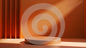 Generative AI Orange 3d Table Studio Empty Interior Background WallWall paper  Summer Tropic  Pattern Abstract Tex