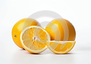 Generative AI Orange fruit isolate. Orange citrus on white background. Whole orange fruit set. Full depth of field