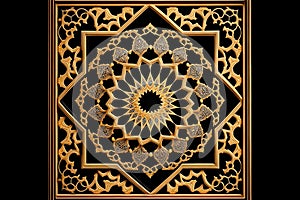 Generative AI of ornate Islamic pattern concept for Arabic Art and Decoration, Geometric Mosaic Tiles and Ornate Islamic Pattern