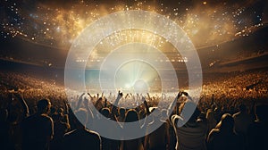 Generative AI, People crowd on music rock festival concert in stadium