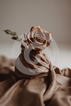 Generative AI, Photorealistic antique sculpture and flowers, muted neutral colors, 3d style tue