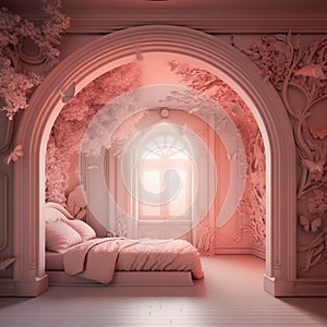 Generative AI: Pink Baroque bedroom
