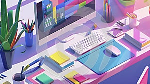 Generative AI Professional web design and website development service isometric computer with web page layout proj
