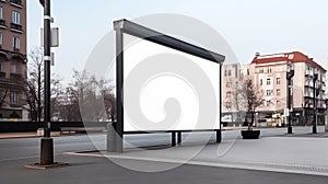 Generative AI, Realistic street big billboard mock up blank for presentation advertising. Outdoor sign blank in the futuristic