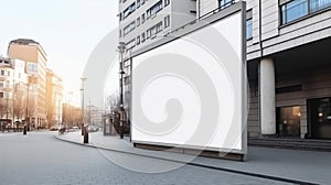 Generative AI, Realistic street big billboard mock up blank for presentation advertising. Outdoor sign blank in the futuristic