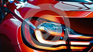 Generative AI rear lights on the car closeup headlight of a modern car after tuning modern luxury sports car busin