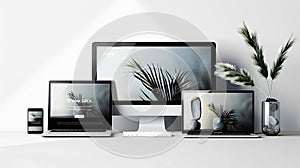 Generative AI Responsive Design Website Template Layout Concept business concept.
