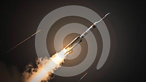 Generative AI Rocket liftoff The elements of this image  business concept. photo
