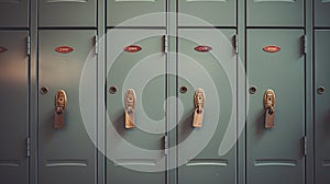 Generative AI, Row of high school lockers in the hallway