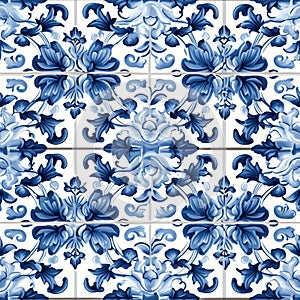 Generative AI Seamless delftware pattern - traditional-