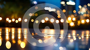 Generative AI Serene Abstract Background with Bokeh Lights in Evening Setting business concept. photo