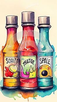 Generative AI Set of Hot Sauces-