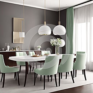 Generative AI, Simple and luxurious casual home decoration style dining room