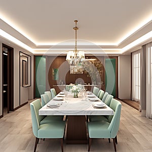 Generative AI, Simple and luxurious casual home decoration style dining room