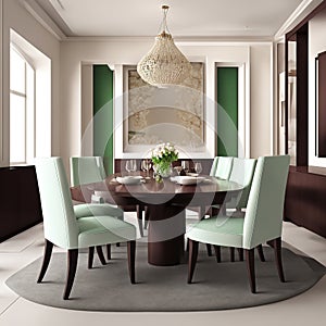 Generative AI, Simple and luxurious casual home decoration style dining room