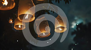 Generative AI Sky lanterns firework festival Loy Krathong and Yi Peng Festival in Chiangmai Thailand business conc