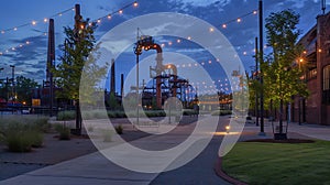 Generative AI Sloss Furnaces in Birmingham, Alabama. It is a National Historic Landmark. business concept.