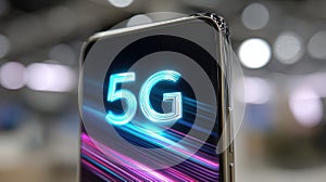 Generative AI Smartphone displaying 5G network showcasing connectivity communication technology future technology