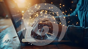 Generative AI Social network connection, internet technology, digital software development, cloud computing concep
