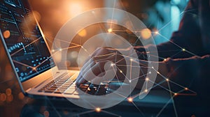 Generative AI Social network connection, internet technology, digital software development, cloud computing concep