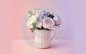 Generative-AI, Soft Pastel Gradient from Blush Pink to Lavender photo