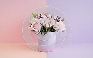 Generative-AI, Soft Pastel Gradient from Blush Pink to Lavender photo