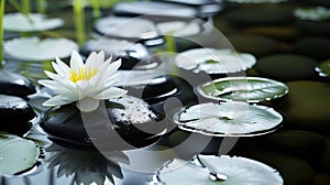 Generative AI Spa - Natural Alternative Therapy With Massage Stones And Waterlily In Water business concept.
