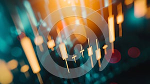 Generative AI Stock market or forex trading graph and candlestick chart suitable for financial investment concept.