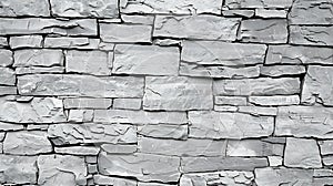 Generative AI Stone wall background White and gray brickwork Abstract textured pattern Backdrop with rocks Banner