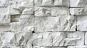 Generative AI Stone wall background White and gray brickwork Abstract textured pattern Backdrop with rocks Banner