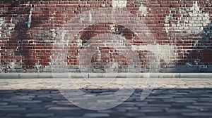 Generative AI street wall background ,Industrial background, empty grunge urban street with warehouse brick wall b