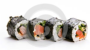 Generative AI Sushi rolls japanese food isolated on white background California Sushi roll with tuna vegetables an