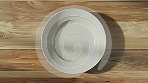 Generative AI Topdown view of an empty plate mockup perfect for showcasing a meal Flat lay on wooden table busines