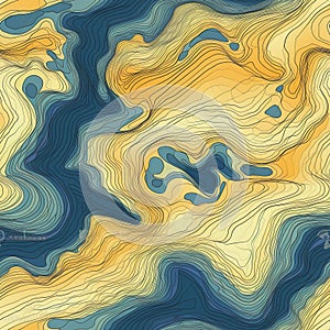Generative AI Topographic Map Seamless Pattern-