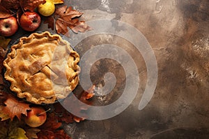 Generative ai. traditional apple pie made for Thanksgiving dinner