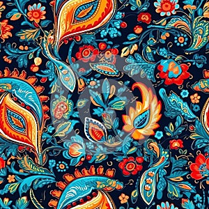 Generative AI Traditional Indian Paisley pattern-