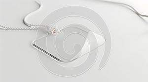 Generative AI Transparent badge mockup isolated on white background Plain empty name tag mock up with white string