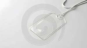 Generative AI Transparent badge mockup isolated on white background Plain empty name tag mock up with white string