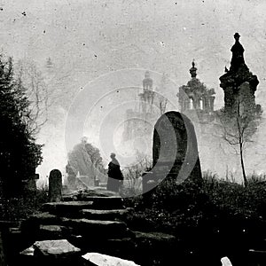 GENERATIVE AI, GENERATIVE, AI, vampire in a cemetery in the moonlight