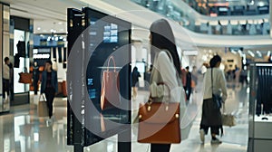 Generative AI Vertical LED TV Screen at Front of fashion bags store in Shopping Mall Perfect for showcasing your l