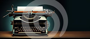 Generative AI, Vintage typewriter with old paper, blank paper mockup