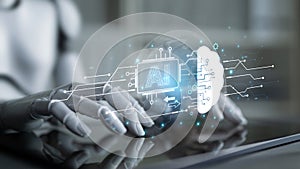 Generative AI visualizing its own neural network and cloud processing capabilities. Fermion