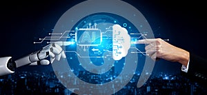 Generative AI visualizing its own neural network and cloud processing capabilities. Fermion