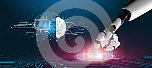 Generative AI visualizing its own neural network and cloud processing capabilities. Fermion