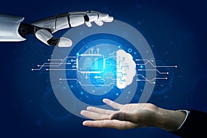 Generative AI visualizing its own neural network and cloud processing capabilities. Fermion