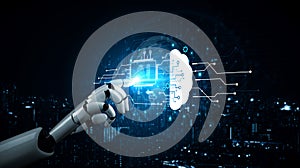 Generative AI visualizing its own neural network and cloud processing capabilities. Fermion