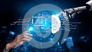 Generative AI visualizing its own neural network and cloud processing capabilities. Fermion