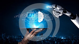 Generative AI visualizing its own neural network and cloud processing capabilities. Fermion