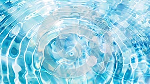 Generative AI Water Layout surface with ripples Blue water transparent clear texture BackgroundCircle wave pattern photo