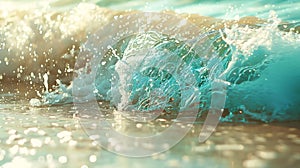 Generative AI wave splash sea beach macro close up business concept.